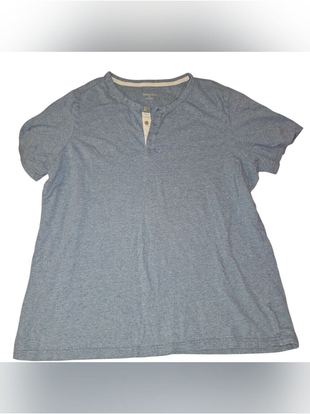 Merona Pale Blue Short Sleeve Henley T Shirt XL